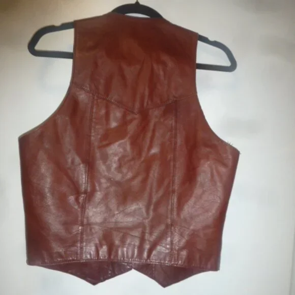 Chess King Vintage Brown Leather Vest Sz M - Picture 4 of 10